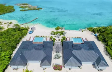 Overhead view of the villas and beach at Villa Ana, Hartswell, Great Exuma
